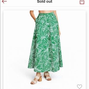Tabitha Brown x Target Linear Floral skirt size S green and white